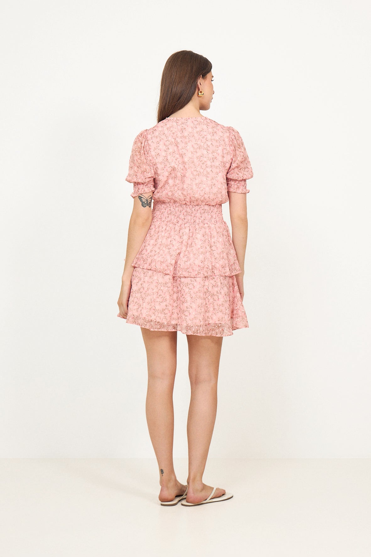 Rikka Ditsy Floral Dress - Rose Blush