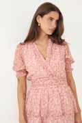 Rikka Ditsy Floral Dress - Rose Blush