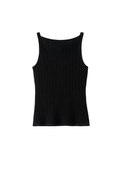 Fine Knit Cable Knit Singlet - Black
