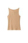 Fine Knit Cable Knit Singlet - Camel