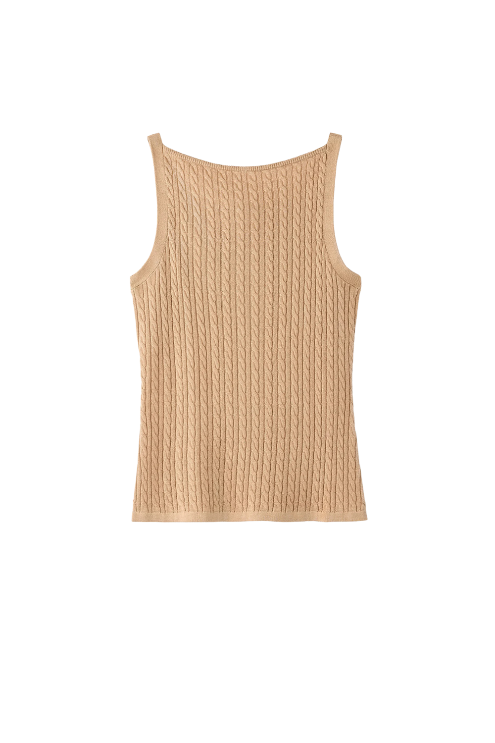 Fine Knit Cable Knit Singlet - Camel