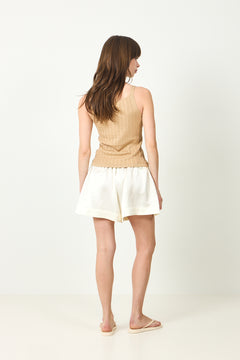 Fine Knit Cable Knit Singlet - Camel