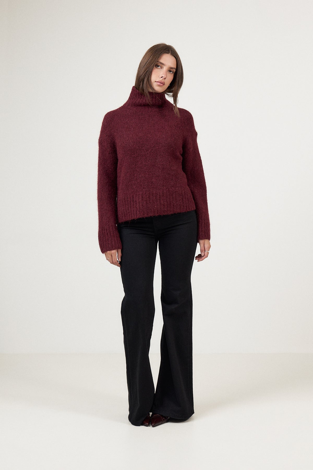 Gabriella Ls Knit High Neck - Tawny Port