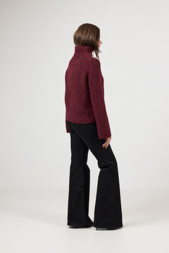Gabriella Ls Knit High Neck - Tawny Port