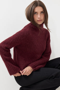 Gabriella Ls Knit High Neck - Tawny Port