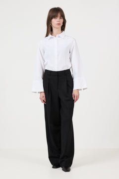 Wide Mara Wool Blend Hw Pant - Black