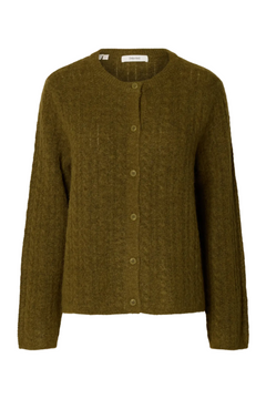 Lulu New Ls Knit Cable Cardigan - Fir Green Melange