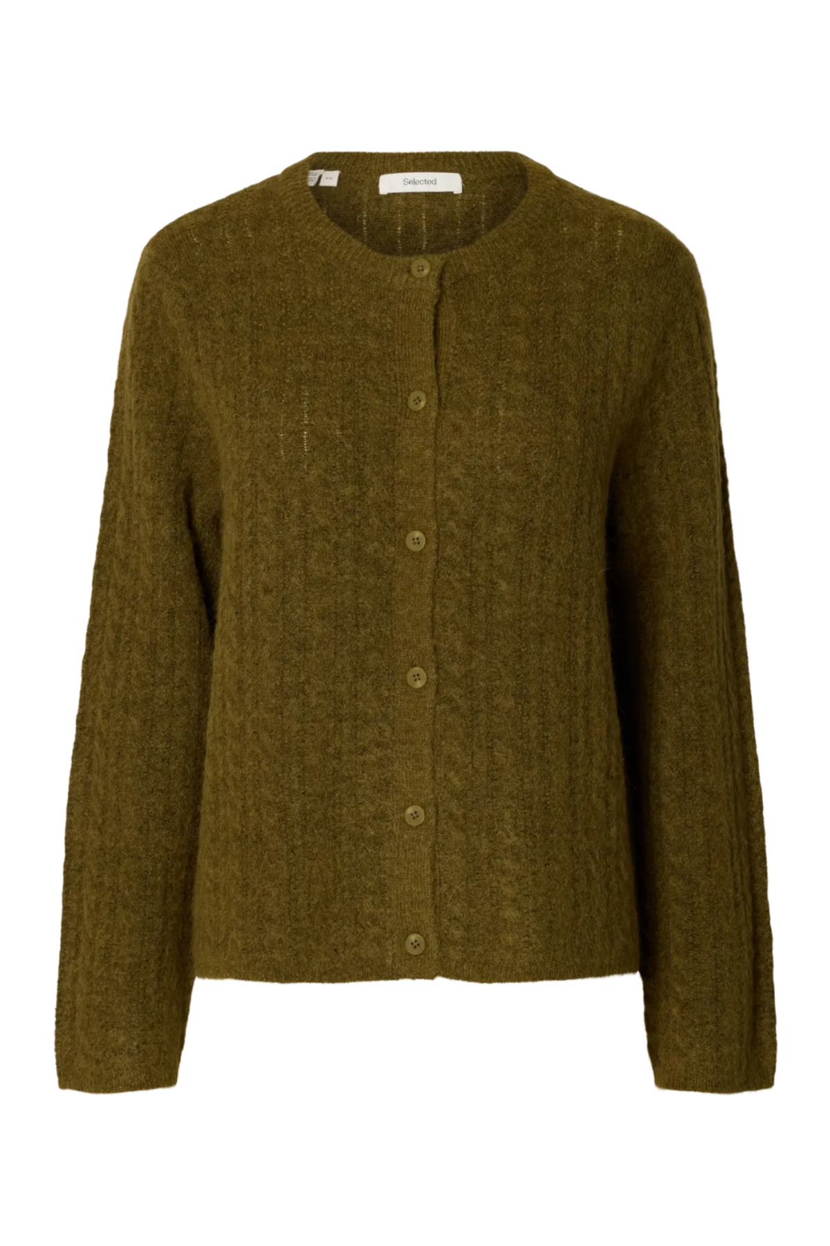 Lulu New Ls Kabelstickad Kofta - Fir Green Melange
