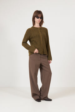 Lulu New Ls Knit Cable Cardigan - Fir Green Melange