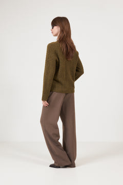 Lulu New Ls Knit Cable Cardigan - Fir Green Melange