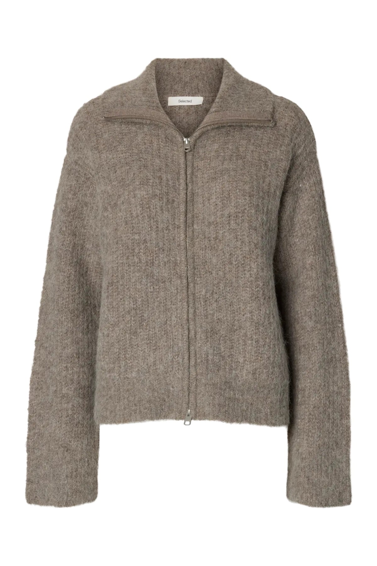 Gabriella Ls Knit Zip Cardigan - Steel Gray