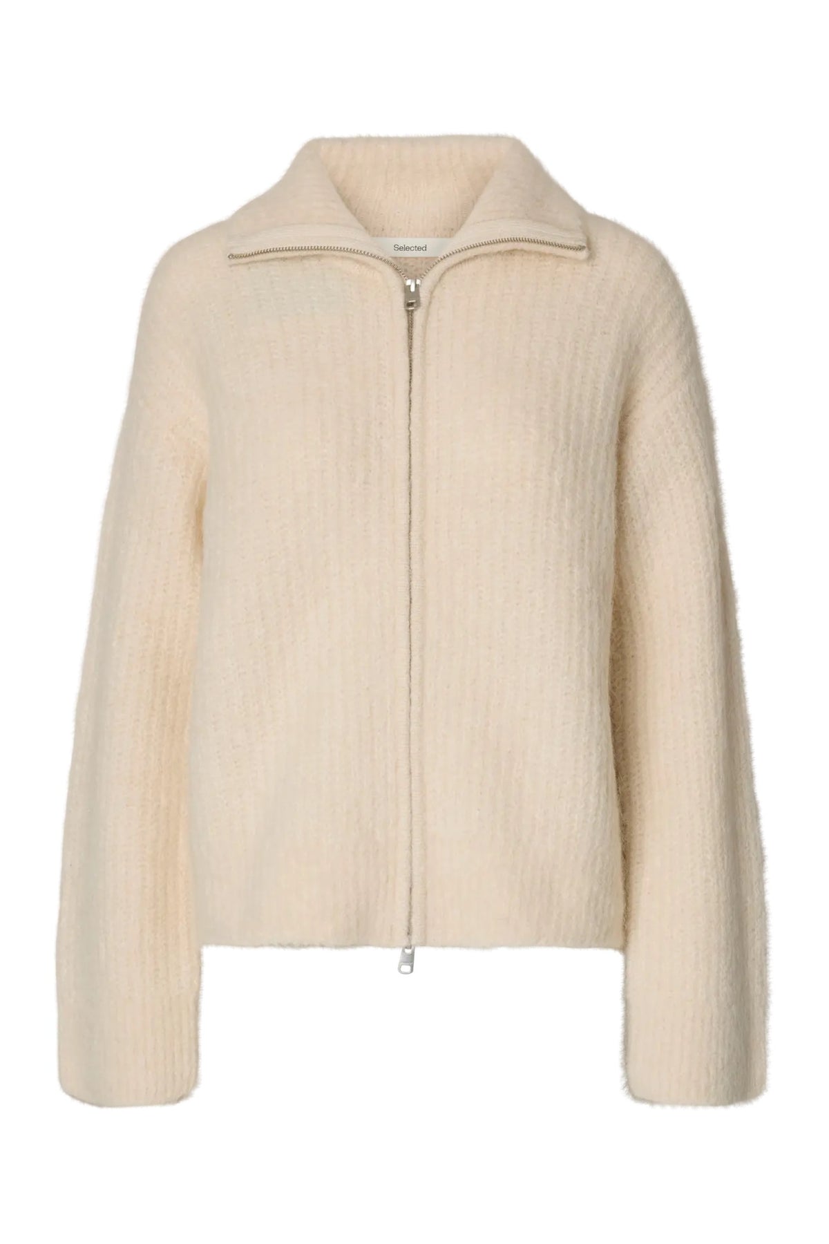 Gabriella Ls Knit Zip Cardigan - Birch