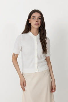 Sanoura SS Cardigan - Egret