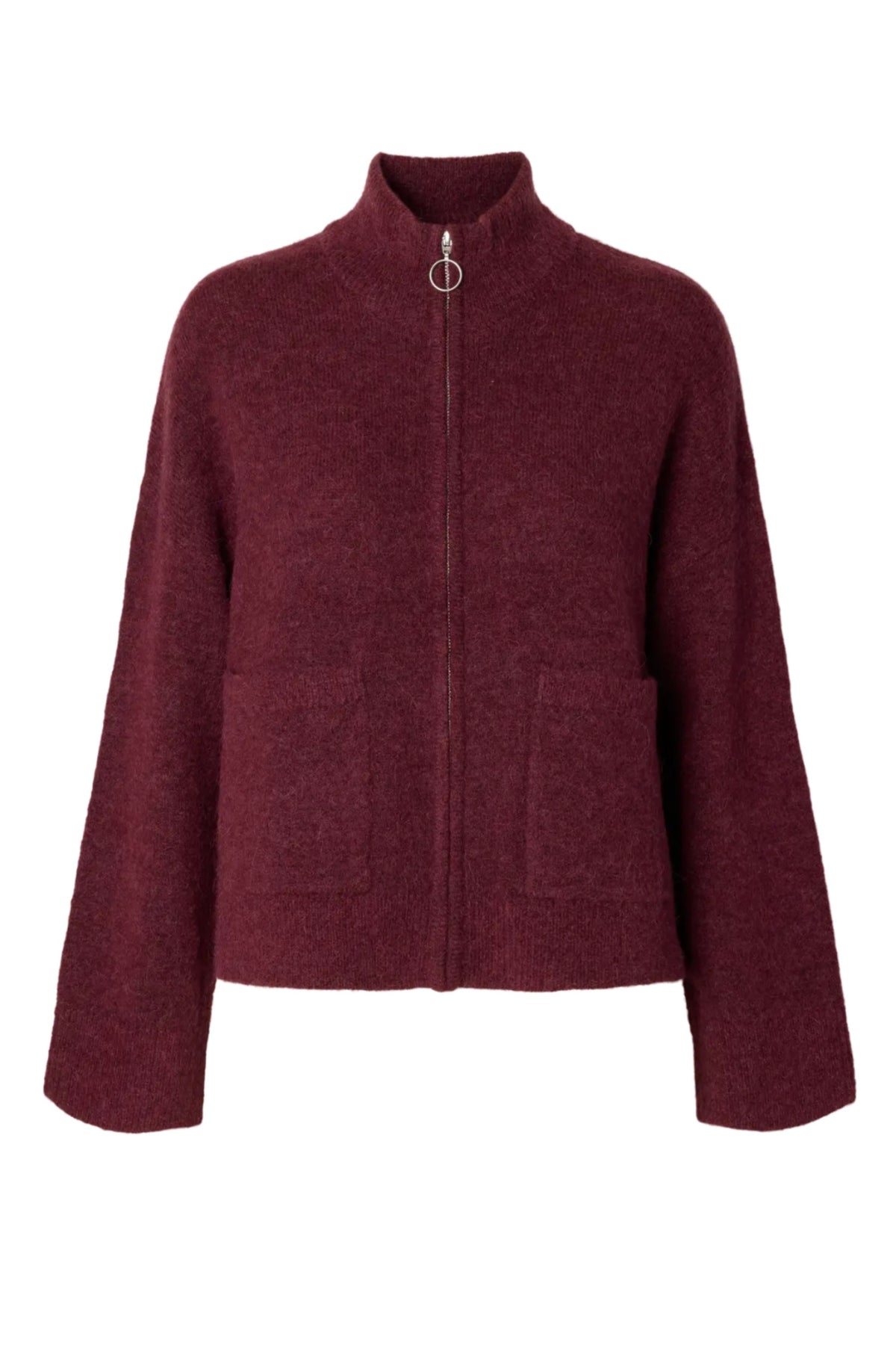 Sia Ras Ls Knit Zipper Cardigan - Tawny Port