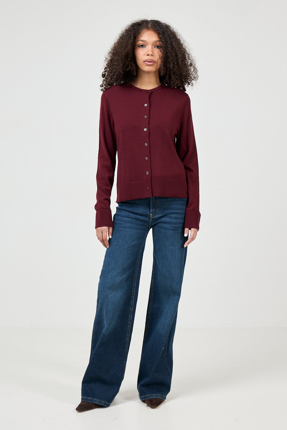 Thea Ls Knit Merino Cardigan - Tawny Port