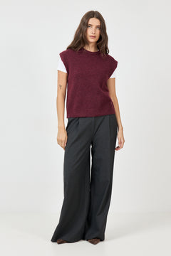 Lulu Sl Knit Vest - Tawny Port Melange