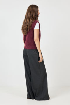 Lulu Sl Knit Vest - Tawny Port Melange
