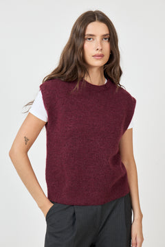 Lulu Sl Knit Vest - Tawny Port Melange