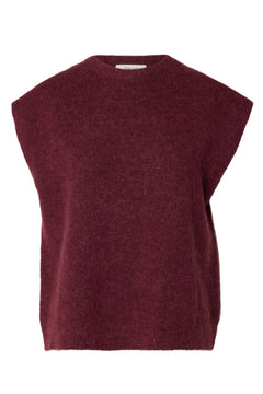 Lulu Sl Knit Vest - Tawny Port Melange