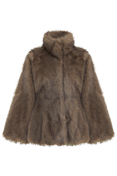 Aase Hourglass Faux Fur Jacket - Dark Brown