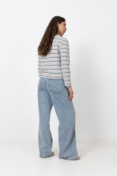 Slwessential Ls Striped Boxy Tee - Cashmere Blue Multi Stripe