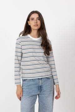 Slwessential Ls Striped Boxy Tee - Cashmere Blue Multi Stripe