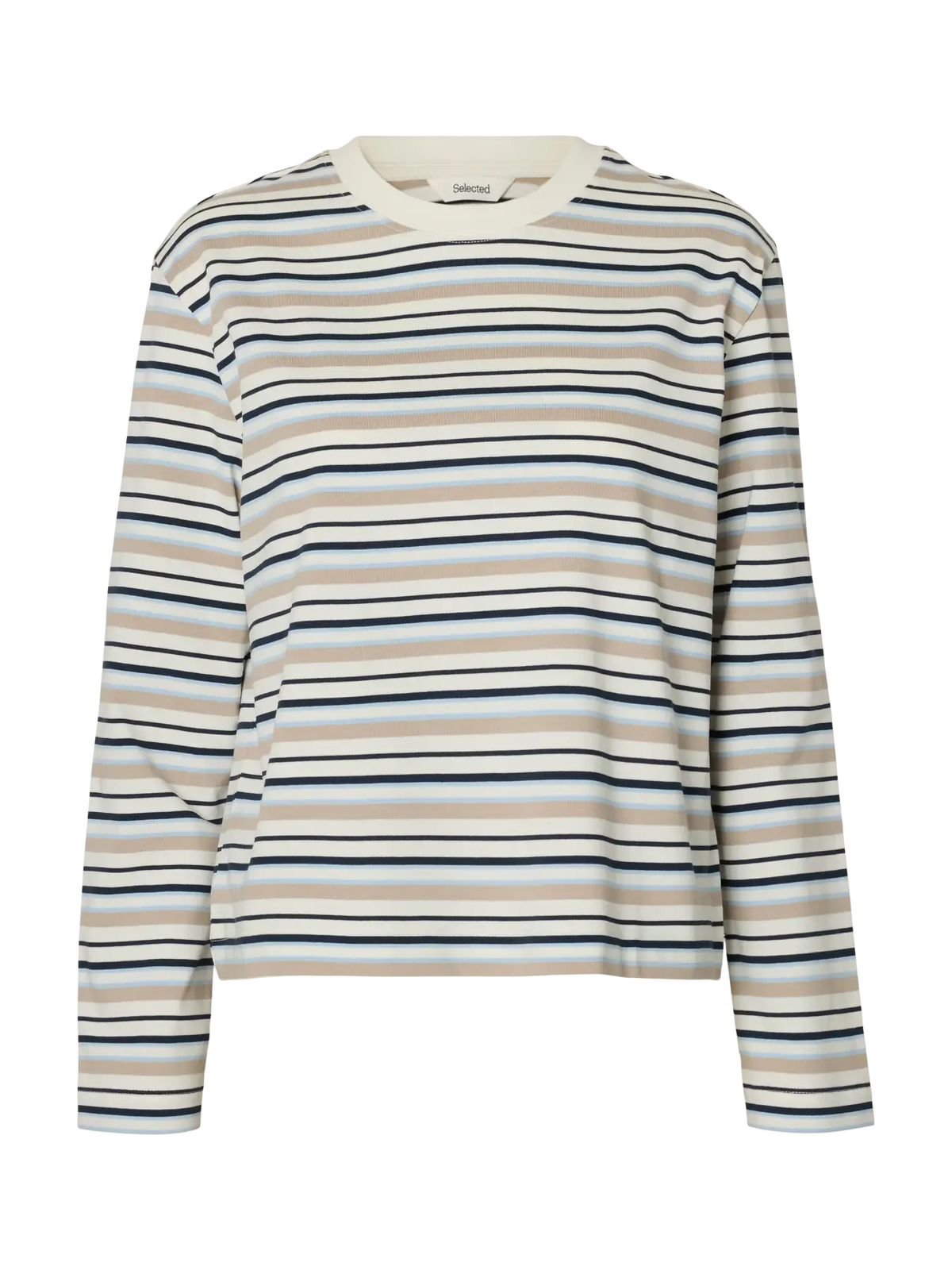 Slwessential Ls Striped Boxy Tee - Cashmere Blue Multi Stripe