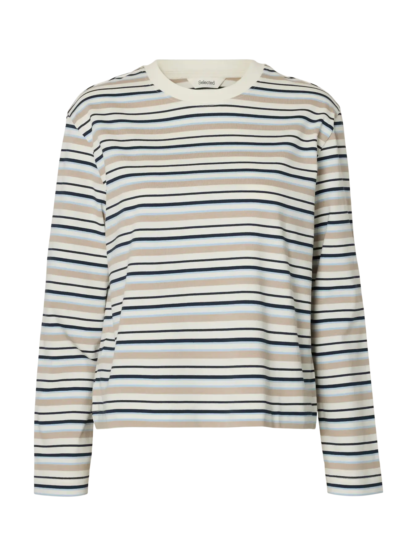 Slwessential Ls Striped Boxy Tee - Cashmere Blue Multi Stripe