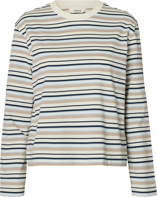 Slwessential Ls Striped Boxy Tee - Cashmere Blue Multi Stripe
