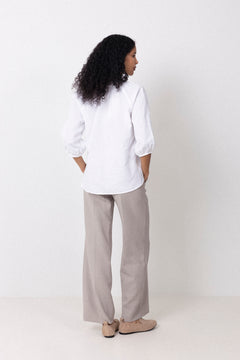 Cleo-Alberta Linen Blend Shirt - Bright White