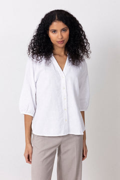 Cleo-Alberta Linen Blend Shirt - Bright White