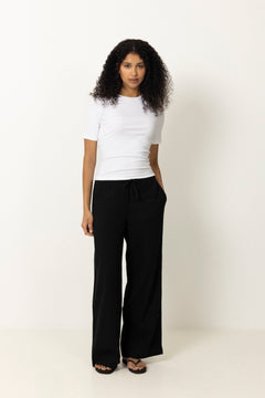 Luisa Mw Wide Linen Blend Pant - Black