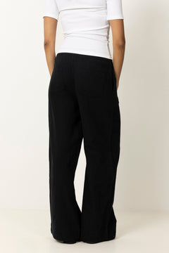 Luisa Mw Wide Linen Blend Pant - Black