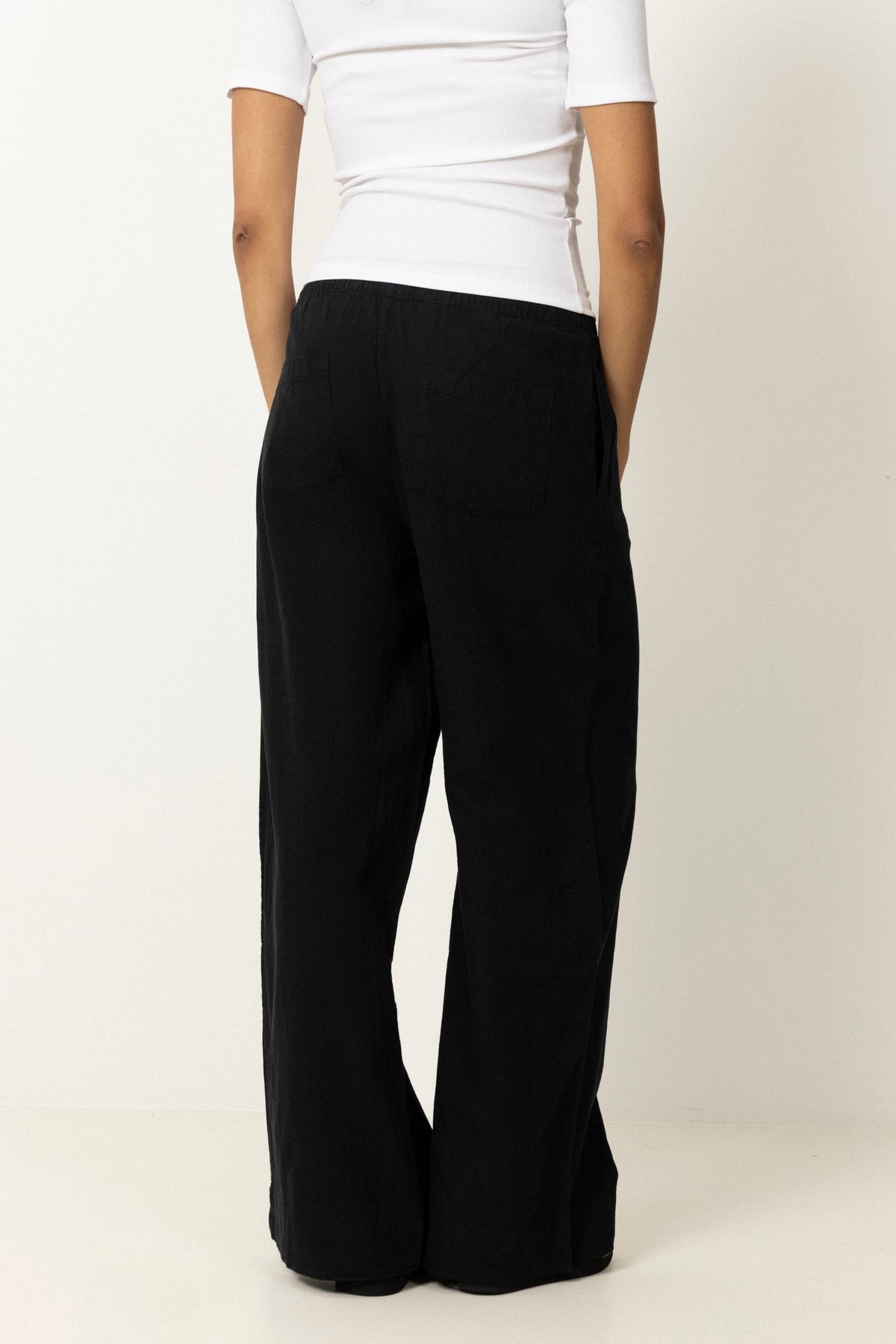 Luisa Mw Wide Linen Blend Pant - Black