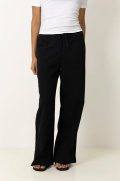 Luisa Mw Wide Linen Blend Pant - Black