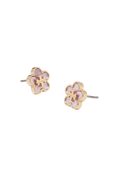 Forget Me Not Mother Of Pearl Stud Earrings - Tory Gold/Pink