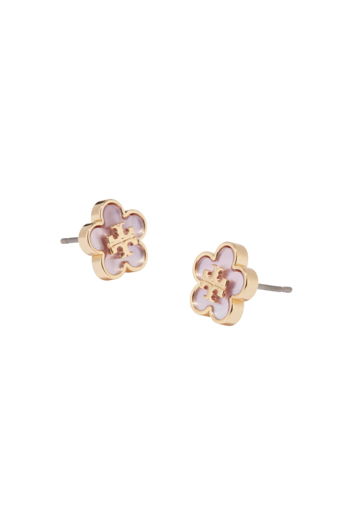 Forget Me Not Mother Of Pearl Stud Earrings - Tory Gold/Pink