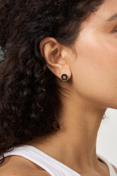 Icon Enamel Stud Earrings - Tory Gold/Black