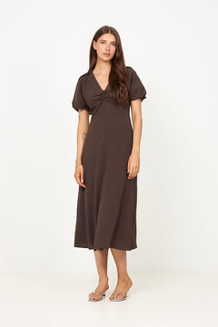 Bomba Structure Solid Dress - Dark Brown