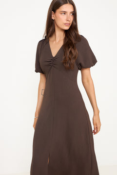 Bomba Structure Solid Dress - Dark Brown