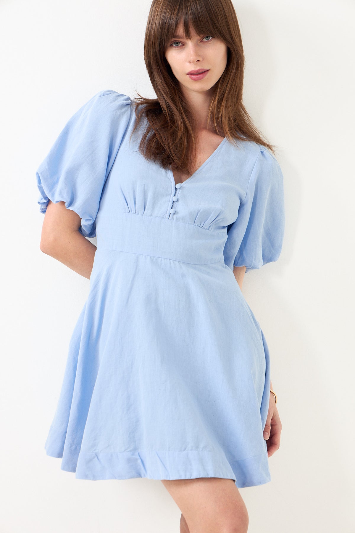 Halli Linen Dress - Light Blue