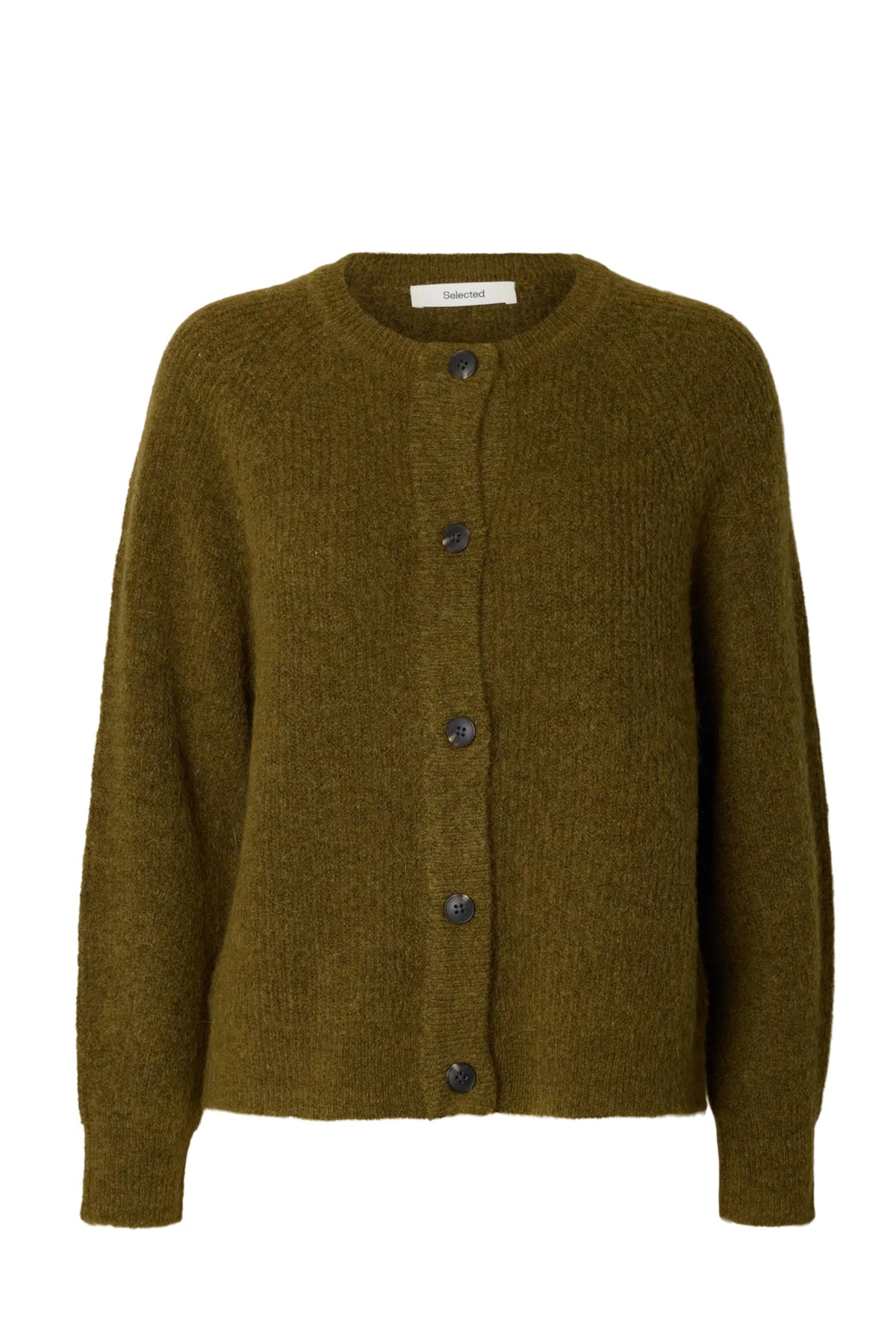 Lulu Ls Knit Short Cardigan - Fir Green Melange