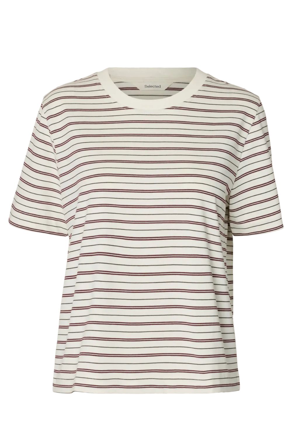 Essential SS Striped Boxy Tee Noos - Tawny Port Multi Stripes