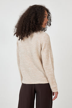 Lulu New Ls Knit O-Neck Noos - Birch Melange