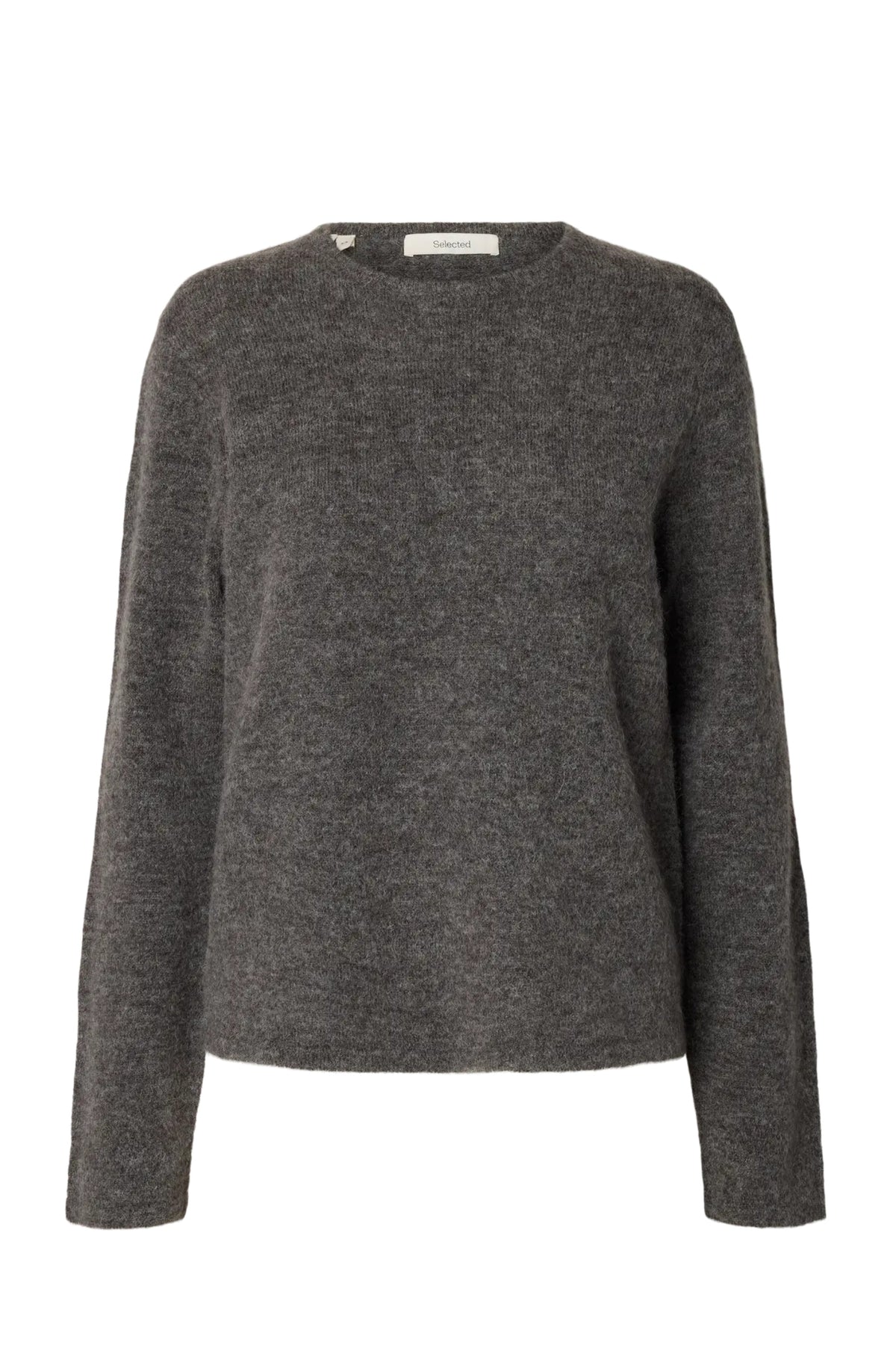 Lulu New Ls Knit O-Neck - Medium Grey Melange