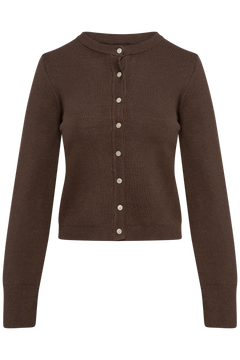 Yaselena Ls Knit Cardigan S. Noos - Coffee Bean Melange