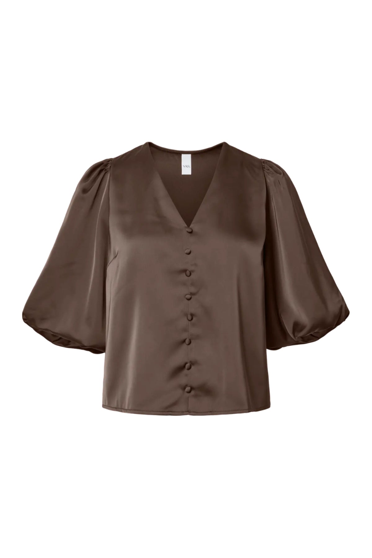 Yaspella 2/4 V-Neck Top S. Noos - Chocolate Brown