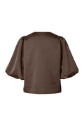 Yaspella 2/4 V-Neck Top S. Noos - Chocolate Brown