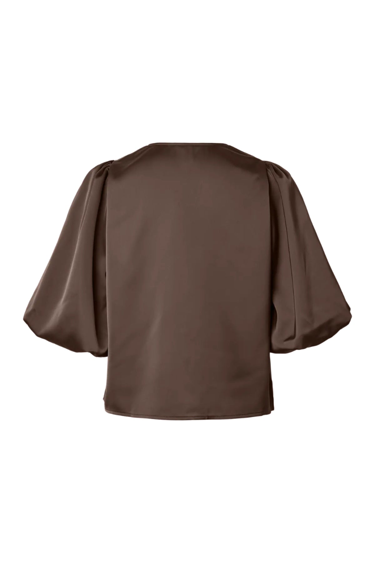 Yaspella 2/4 V-Neck Top S. Noos - Chocolate Brown