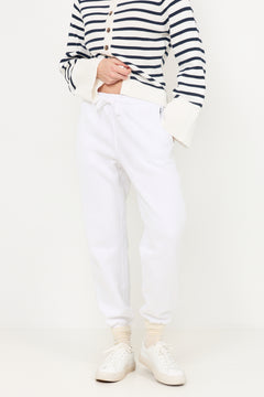 Fleece Drawstring Tracksuit Bottoms - White
